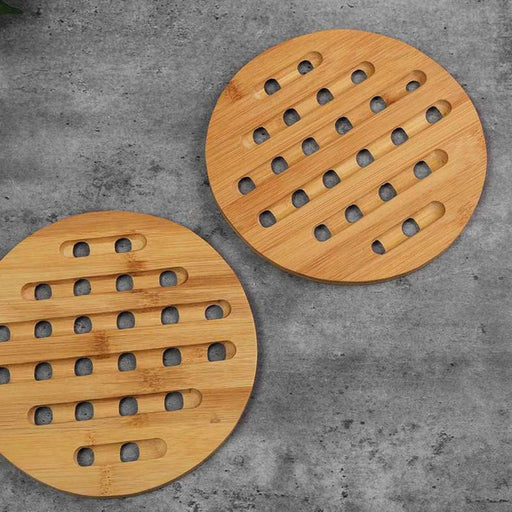 Bamboo S/2 Round Trivets Natural Pan Home