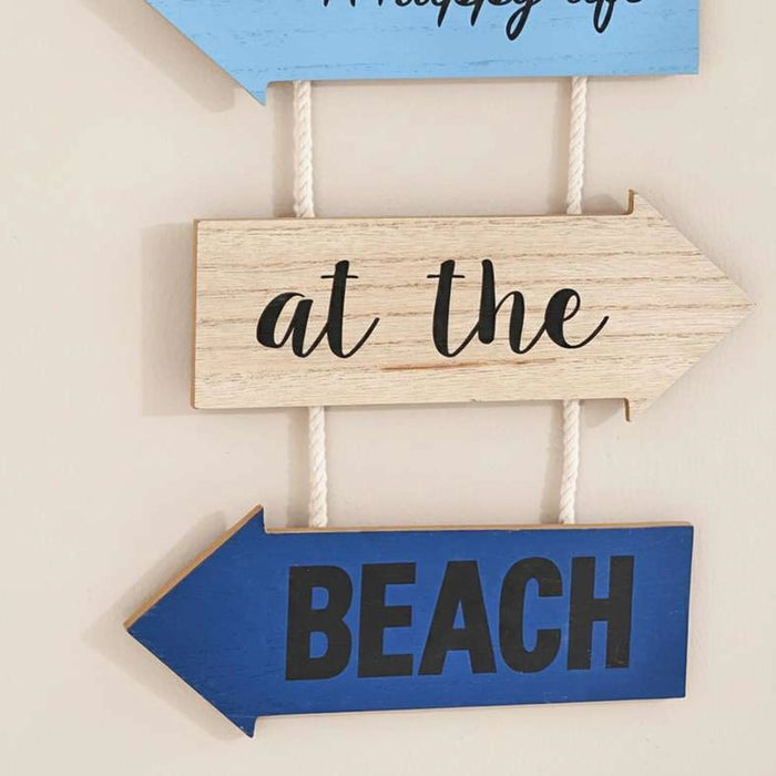 Beach Wooden Decor Accent 29.5X2.4X10.5Cm - Blue