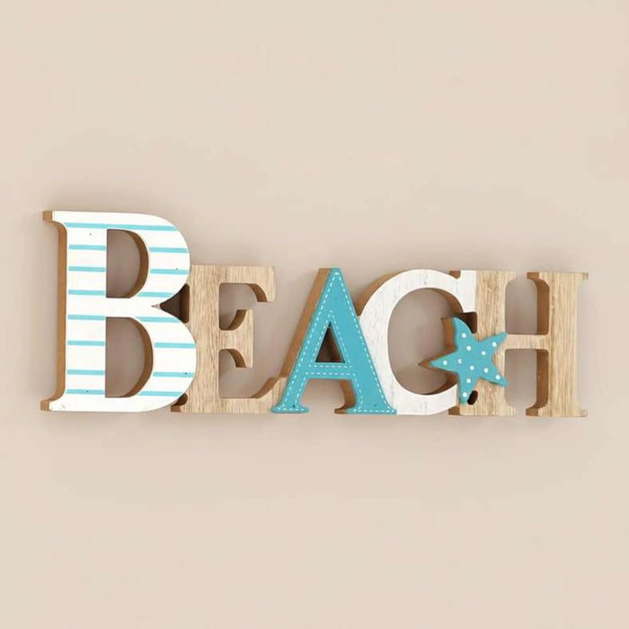 Beach Wooden Decor Accent 29.5X2.4X10.5Cm - Blue