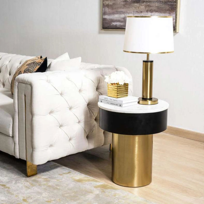 Beaton New End Table Marble - White Gold ~ White