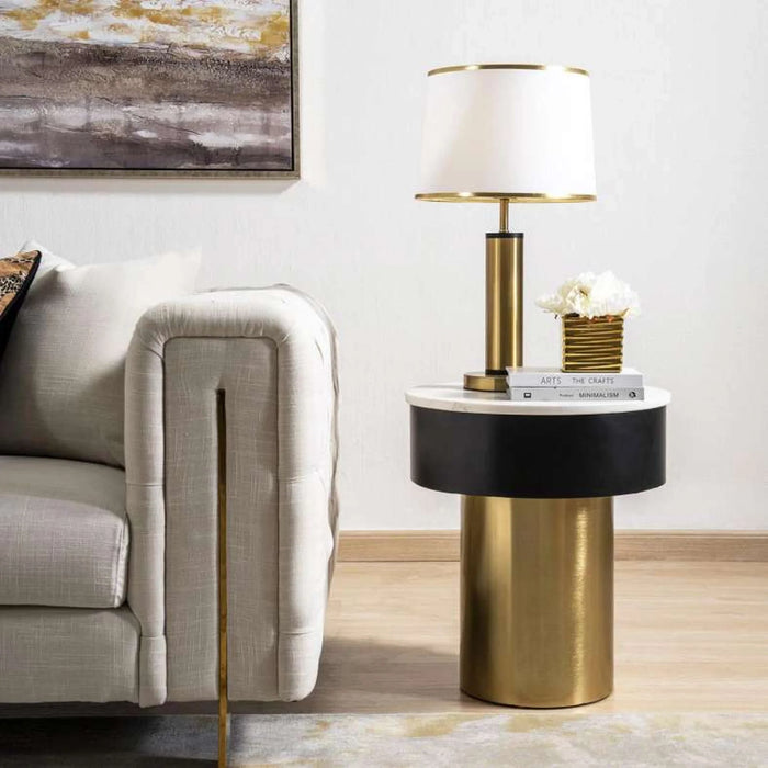 Beaton New End Table Marble - White Gold ~ White