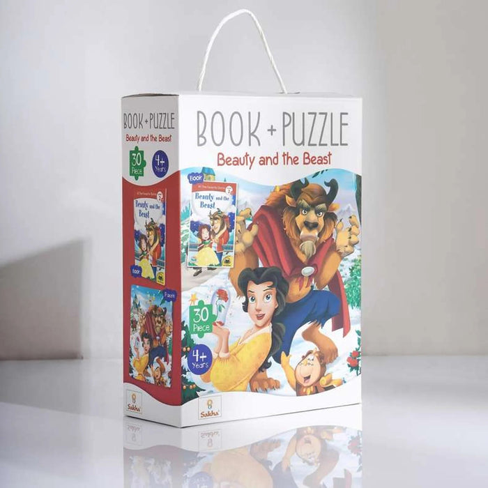 Beauty And Beast  Book And 30 Piece Jigsaw Puzzle 27.5X19X4.5Cm - Multi Pan Home
