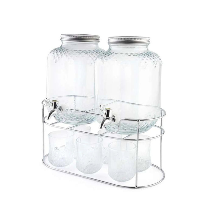 Beck 8-Piece Drink Dispenser Set With Metal Stand 4L - Clear Pan Home