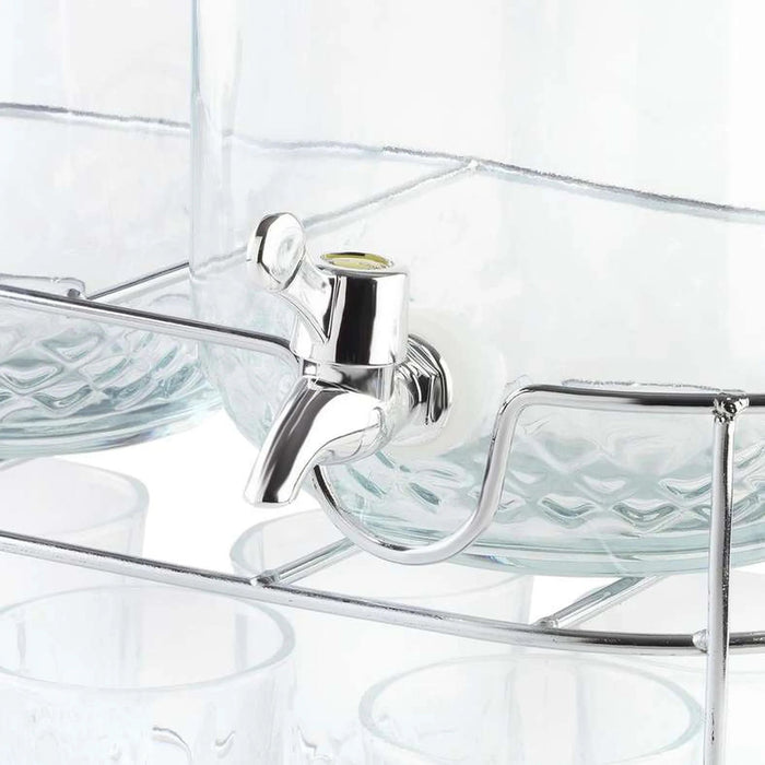 Beck 8-Piece Drink Dispenser Set With Metal Stand 4L - Clear Pan Home