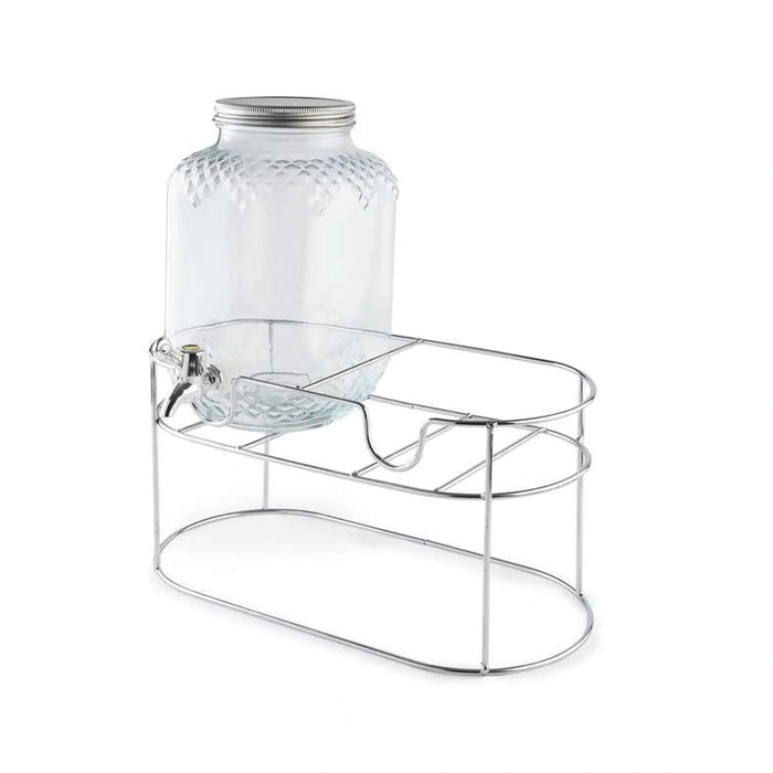 Beck 8-Piece Drink Dispenser Set With Metal Stand 4L - Clear Pan Home