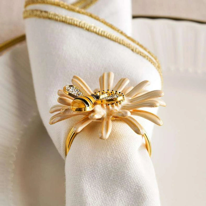 Bee Nectar 4 Piece Napkin Ring Set 4.4X4.7Cm- Gold Pan Home