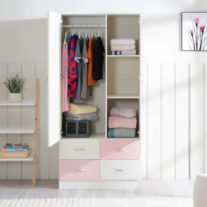 Bella Kids 2 Door Wardrobe - Pink Pan Home