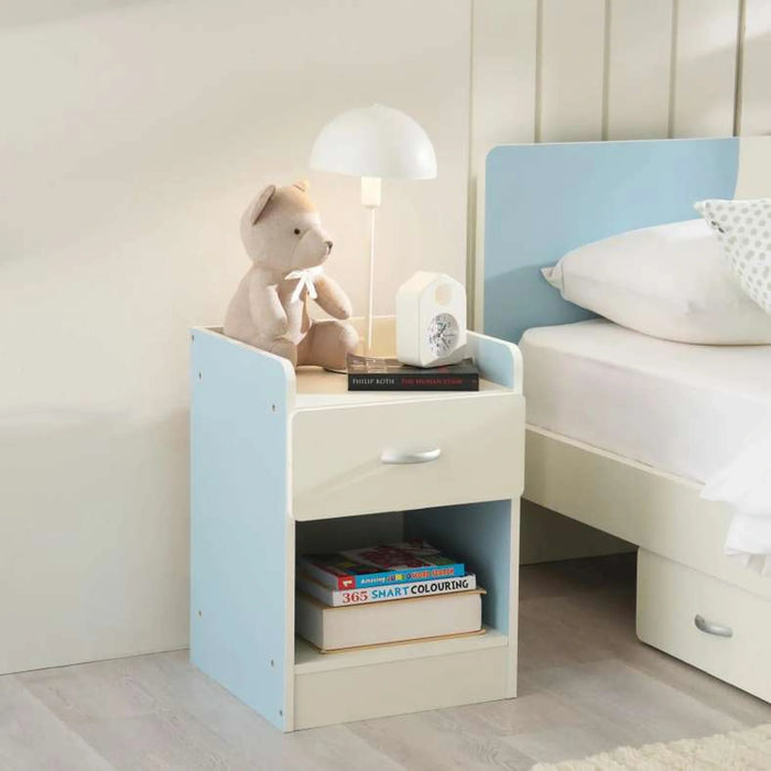 Bella Kids Nightstand With 1 Drawer And Storage - Blue