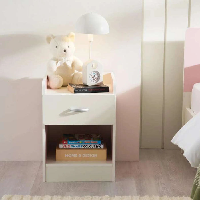 Bella Kids Nightstand With 1 Drawer And Storage - Pink