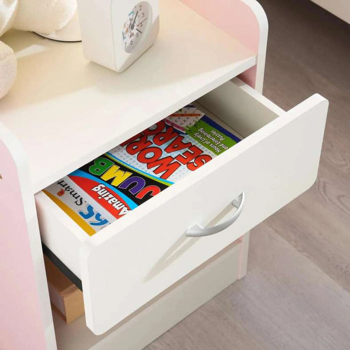 Bella Kids Nightstand With 1 Drawer And Storage - Pink