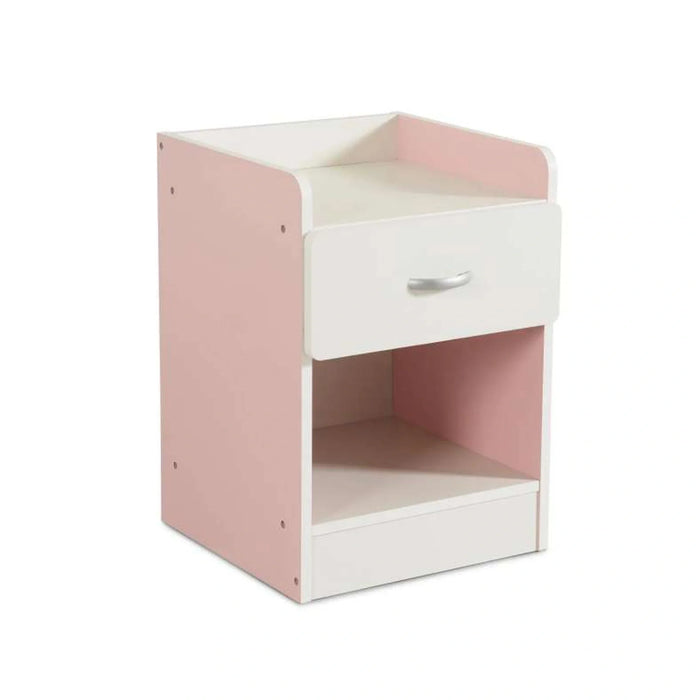 Bella Kids Nightstand With 1 Drawer And Storage - Pink