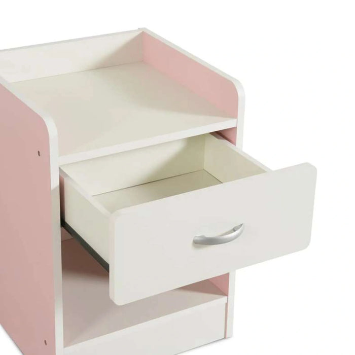 Bella Kids Nightstand With 1 Drawer And Storage - Pink