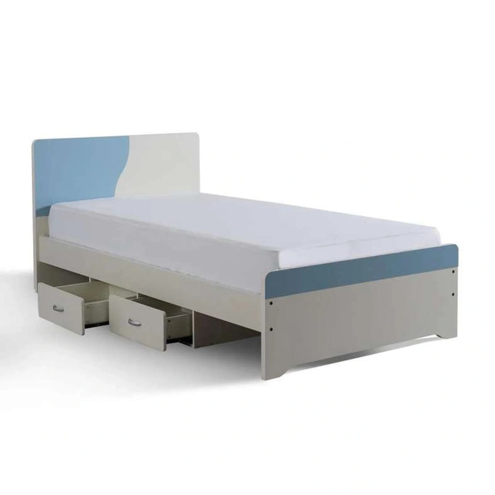 Bella Kids Single Bed With 4 Drawer Storage 90X190 Cm - Blue