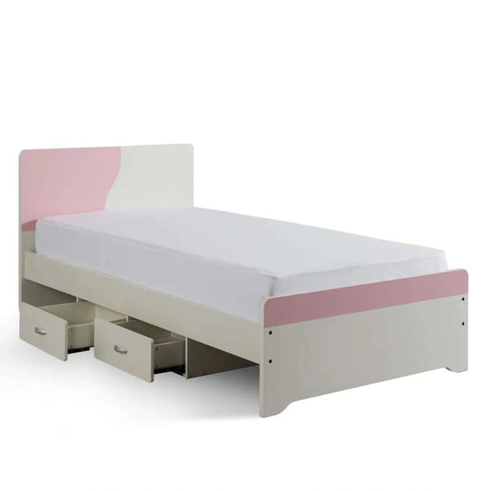 Bella Kids Single Bed With 4 Drawer Storage 90X190 Cm - Pink