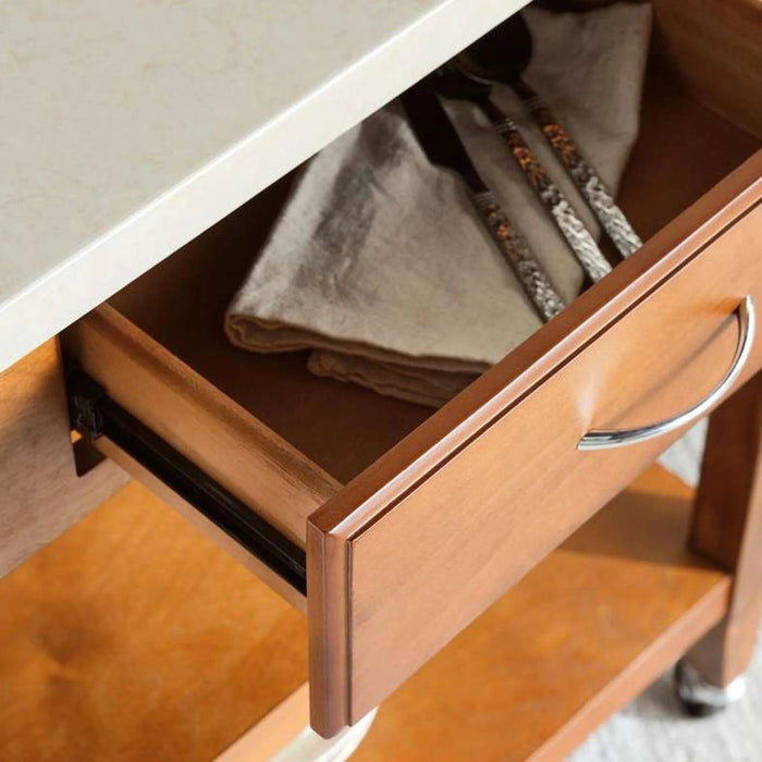 Ben New Kitchen Trolley - Beige & Brown Pan Home