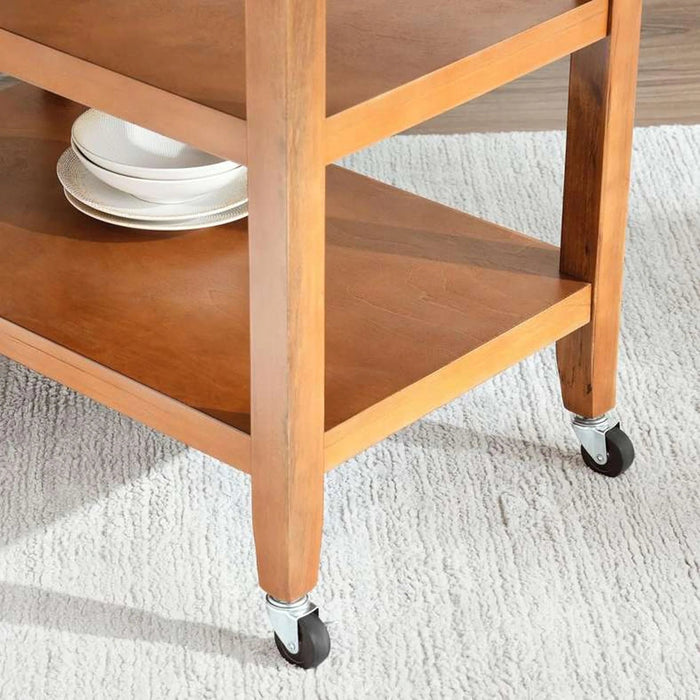 Ben New Kitchen Trolley - Beige & Brown Pan Home