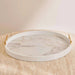 Berg Marble Design Decor Wooden Tray 50Cm Round - White Pan Home