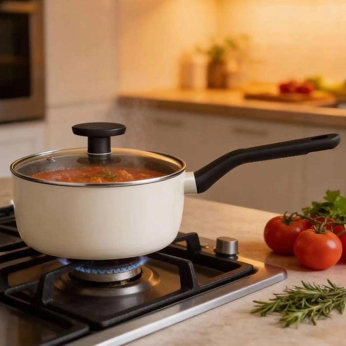 Berghoff Glints Sauce Pan With Lid Dia18Cm - Cream Pan Home