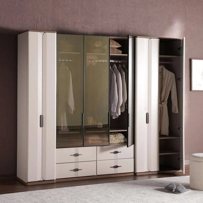Bessie 6 Door Wardrobe - White