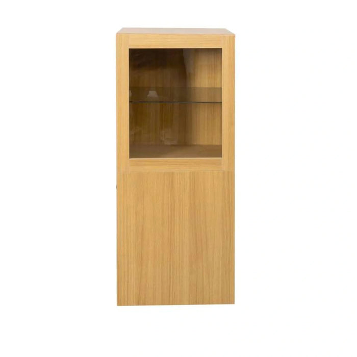 Bestah Entertainment Unit Low Storage Combination With Glass Doors + Led Light - Natural