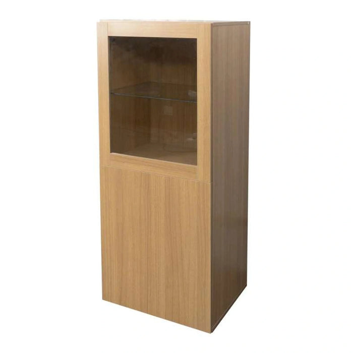 Bestah Entertainment Unit Low Storage Combination With Glass Doors + Led Light - Natural