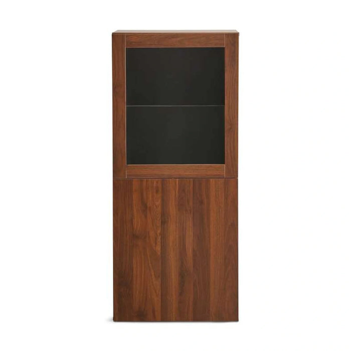 Bestah Entertainment Unit Low Storage Combination With Glass Doors + Led Light - Walnut