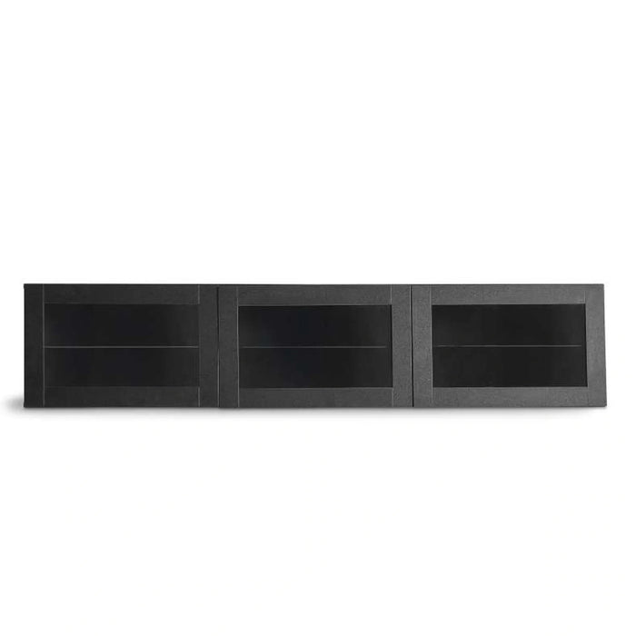 Bestah Entertainment Unit Wall Storage Combination With Glass Doors + Led Light - Black