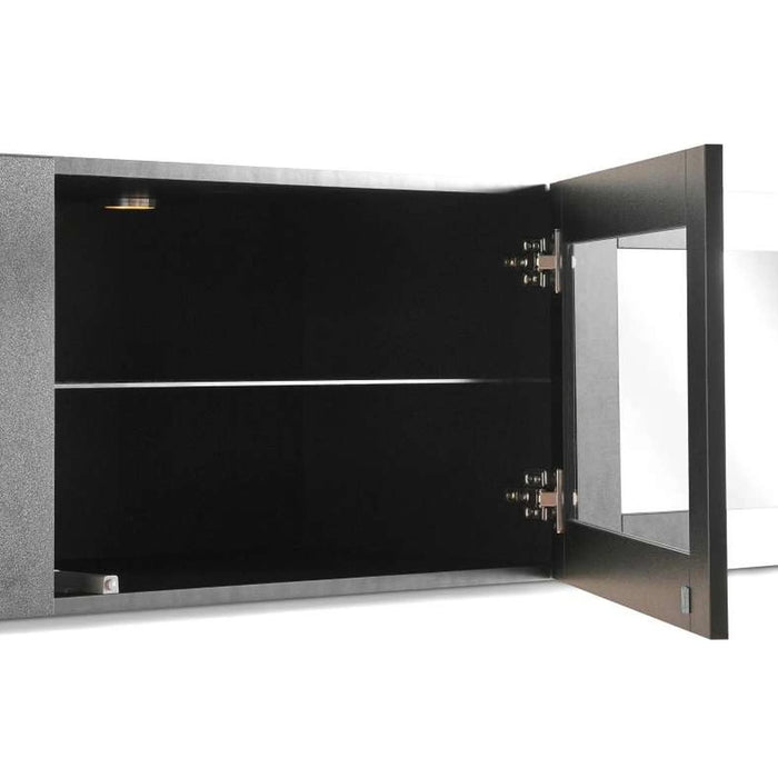 Bestah Entertainment Unit Wall Storage Combination With Glass Doors + Led Light - Black