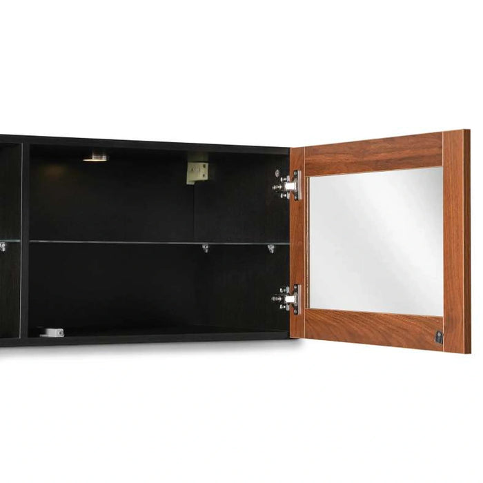 Bestah Entertainment Unit Wall Storage Combination With Glass Doors + Led Light - Walnut