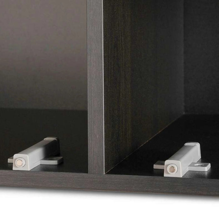 Bestah Entertainment Unit Wall Storage Combination With Glass Doors + Led Light - Walnut