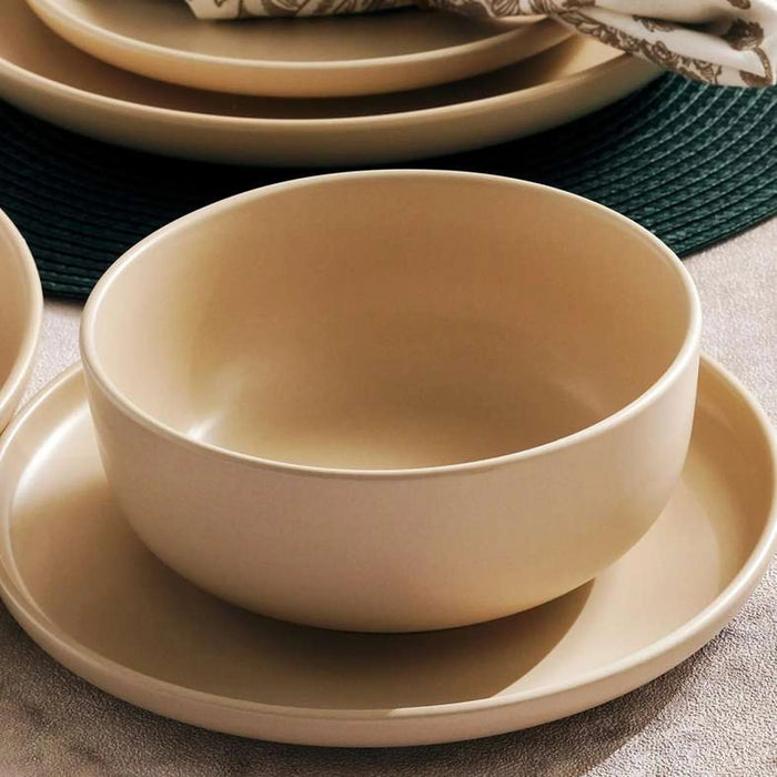 Bevin 18-Piece Stoneware Dinner Set -Cream