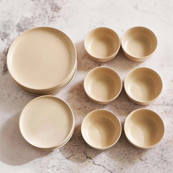 Bevin 18-Piece Stoneware Dinner Set -Cream