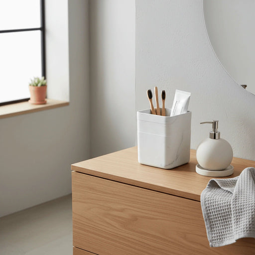 Bia Waste Bin 21.5X21.5X25.5Cm  - White Pan Home