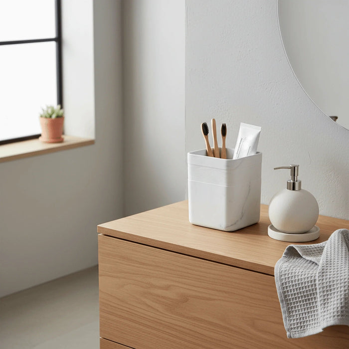 Bia Waste Bin 21.5X21.5X25.5Cm  - White Pan Home