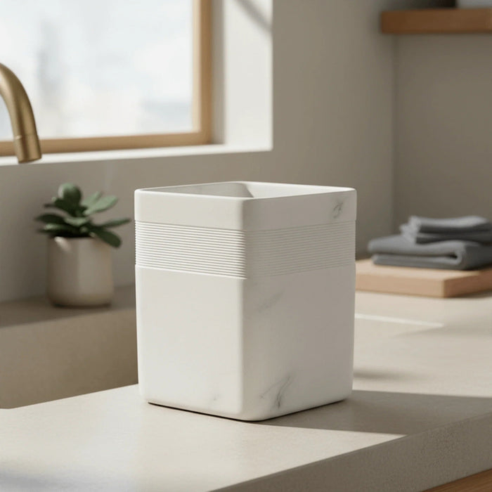 Bia Waste Bin 21.5X21.5X25.5Cm  - White Pan Home