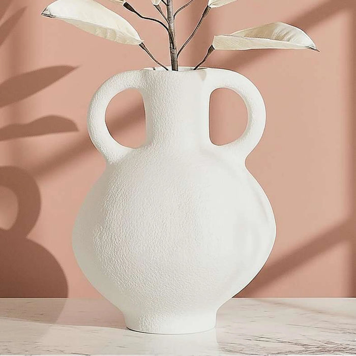 Bialy Paper Mache Decor Vase With Two Handles 30X30X42Cm - Off White