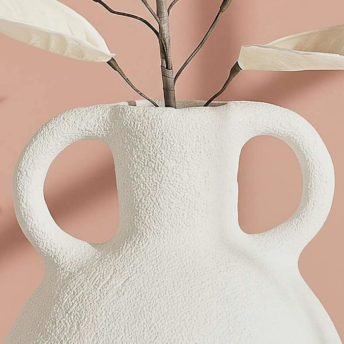 Bialy Paper Mache Decor Vase With Two Handles 30X30X42Cm - Off White