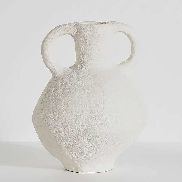 Bialy Paper Mache Decor Vase With Two Handles 30X30X42Cm - Off White