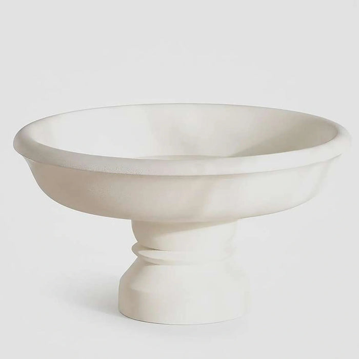 Bialy Wooden Footed Decor Bowl With Paper Mache Finish 30X30X16Cm - Off White Pan Home