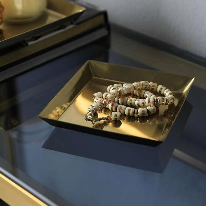 Bijou Steel Decor Tray -Gold Pan Home