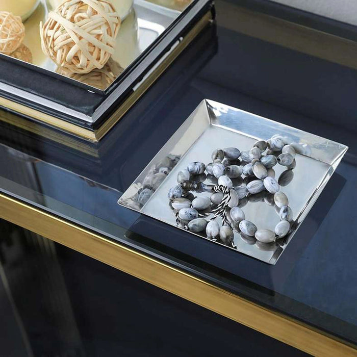 Bijou Steel Decor Tray 15X15cm-Silver Pan Home