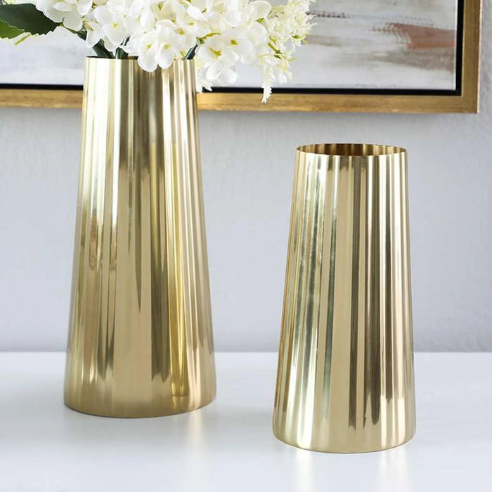 Bijou Steel Vase 6X6X15Cm-Gold Pan Home