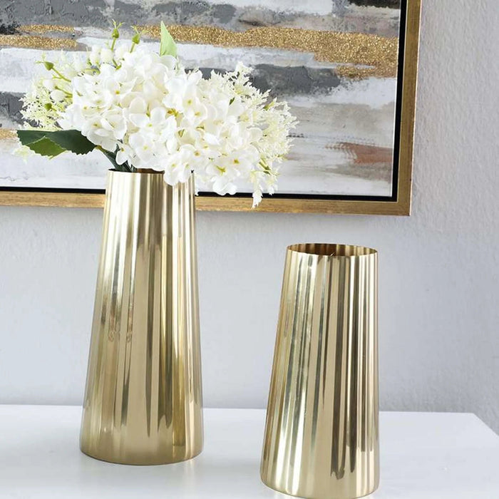 Bijou Steel Vase 6X6X15Cm-Gold Pan Home