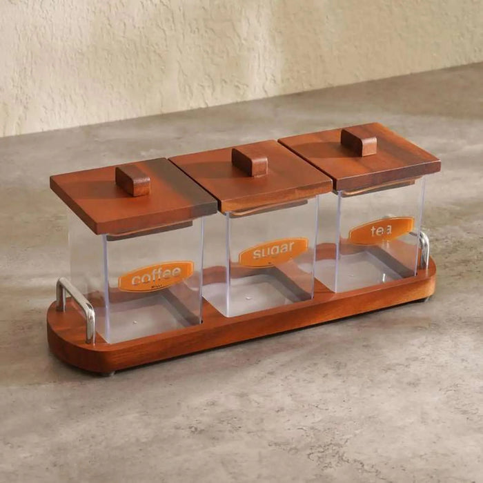 Billi 3-Piece Canister Set With Stand 37.5X11X15.5Cm - Natural