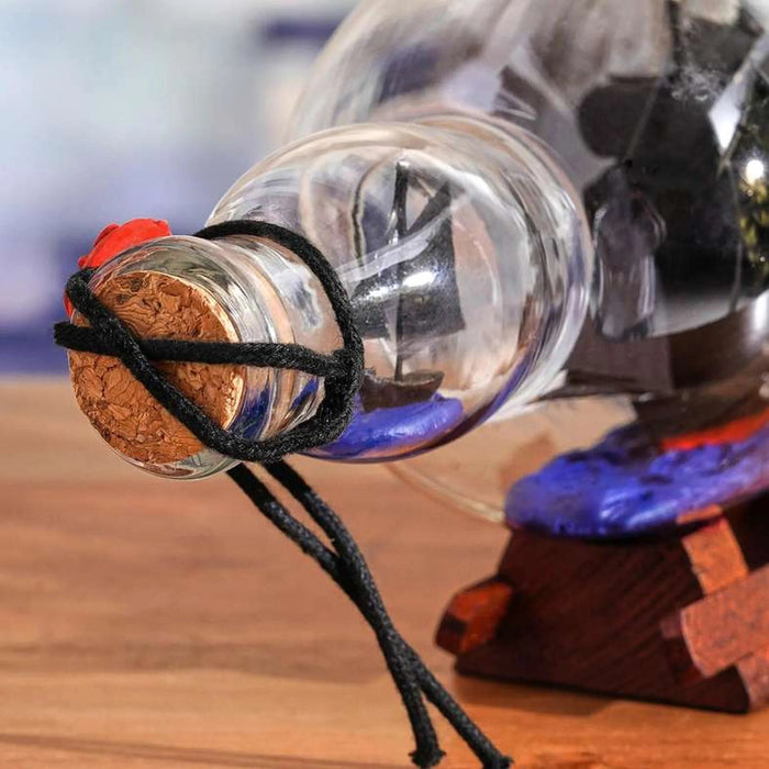 Black Pearl Ship In Glas Bottle 27X10X12Cm - Black Pan Home