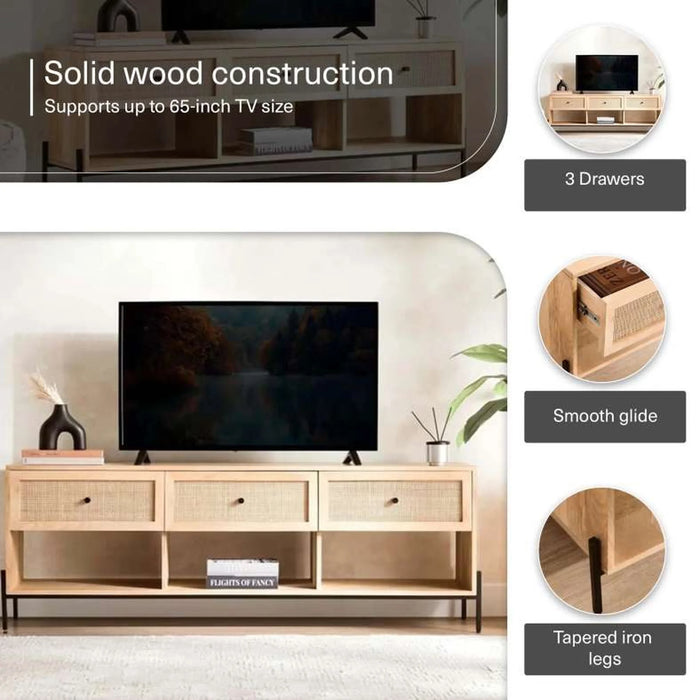 Blaiz Tv Unit Upto 65 Inches Solid Wood - Natural