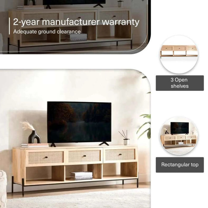 Blaiz Tv Unit Upto 65 Inches Solid Wood - Natural