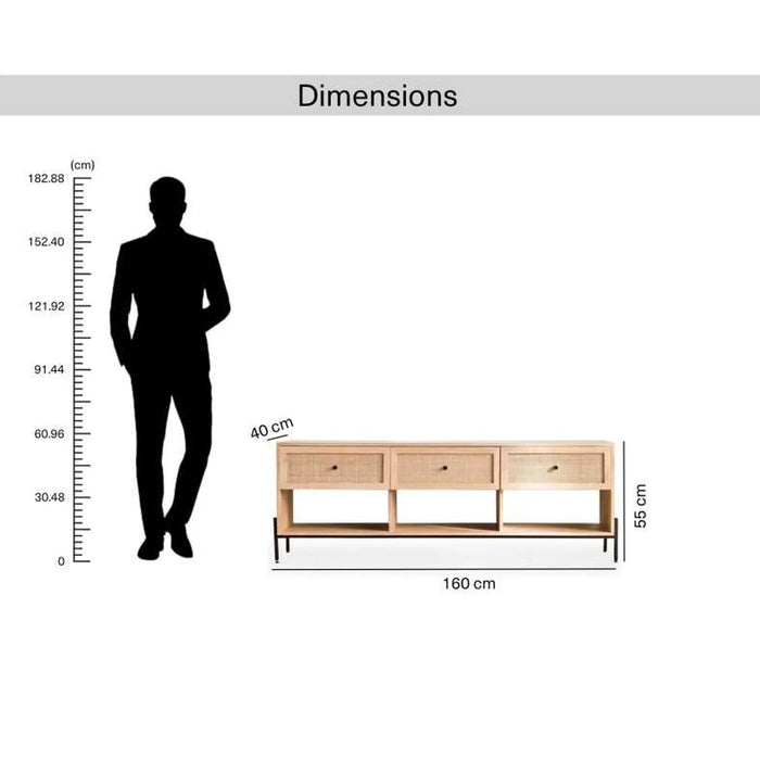 Blaiz Tv Unit Upto 65 Inches Solid Wood - Natural