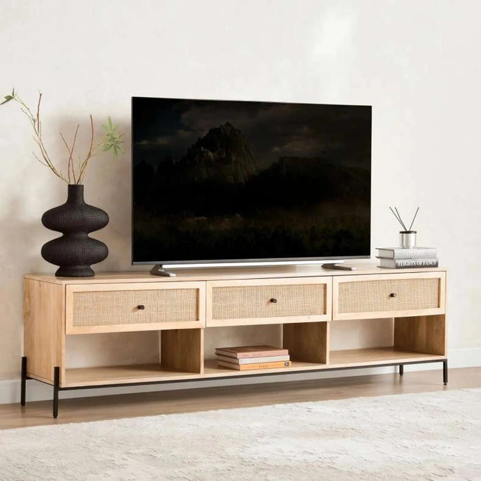 Blaiz Tv Unit Upto 80 Inches Solid Wood - Natural