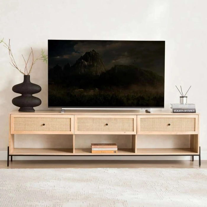 Blaiz Tv Unit Upto 80 Inches Solid Wood - Natural